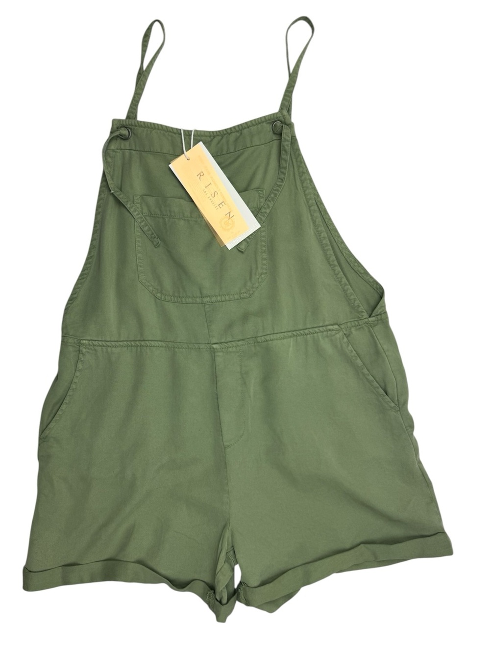 NWT Risen Sage Green Romper Overalls Tencel Casual Summer Boho M
